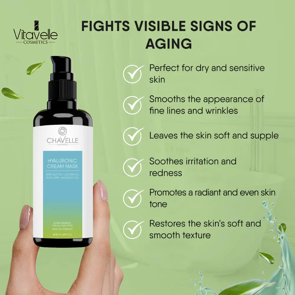 Hyaluronic Acid Cream Mask with Aloe Vera and Avocado Oil