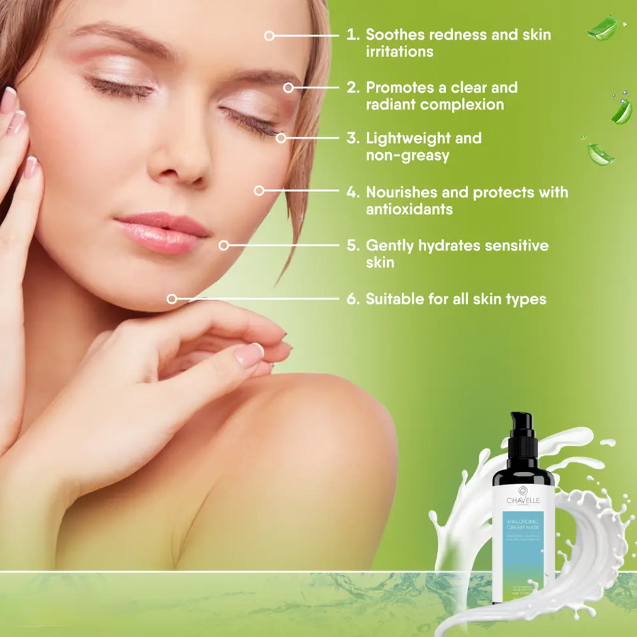 Hyaluronic Acid Cream Mask with Aloe Vera and Avocado Oil
